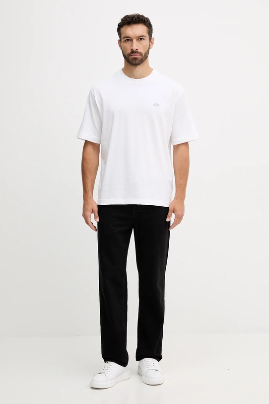 Памучна тениска Lacoste TH7744 бял AW25