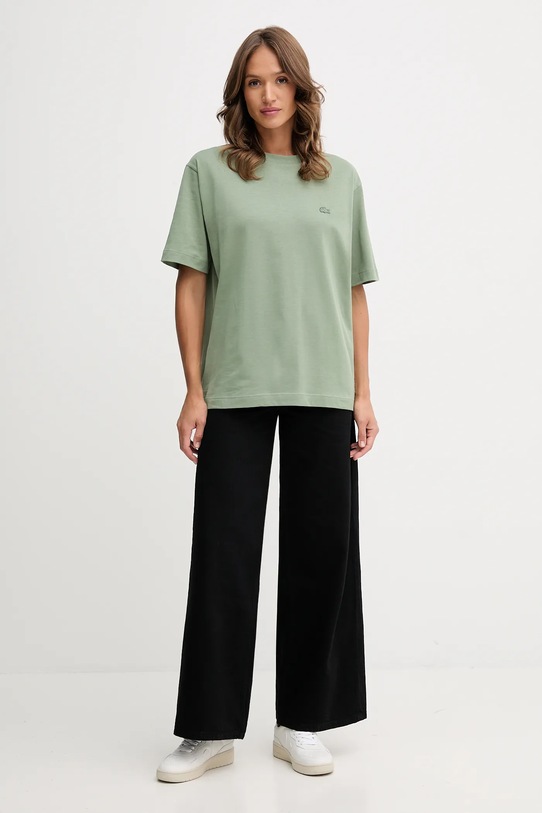 Lacoste t-shirt bawełniany zielony TH7744