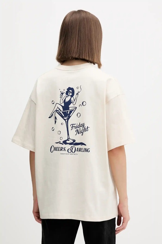 Хлопковая футболка Kaotiko AR022.01S.G002 бежевый AW25