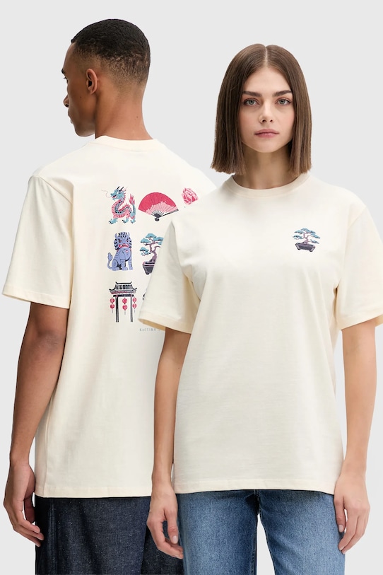 Kaotiko tricou din bumbac print bej AR080.01.G002