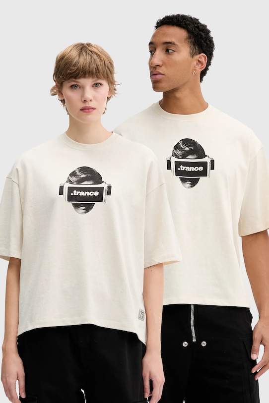 Kaotiko tricou din bumbac print bej AR036.01S.G002