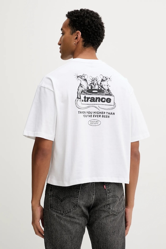 Bavlněné tričko Kaotiko kulatý bílá AR023.01S.M002