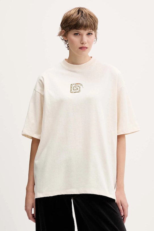 Βαμβακερό μπλουζάκι Kaotiko AR059.01S.G002 μπεζ AW25