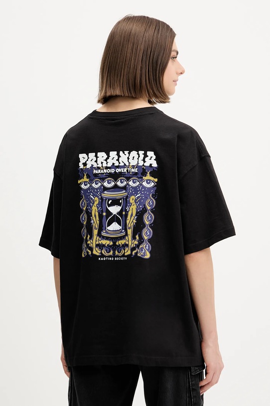 Kaotiko t-shirt bawełniany nadruk czarny AR090.01.G002