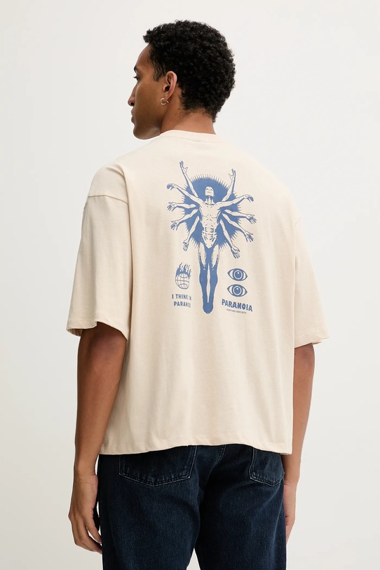 Bavlnené tričko Kaotiko relaxed béžová AR084.01.G002