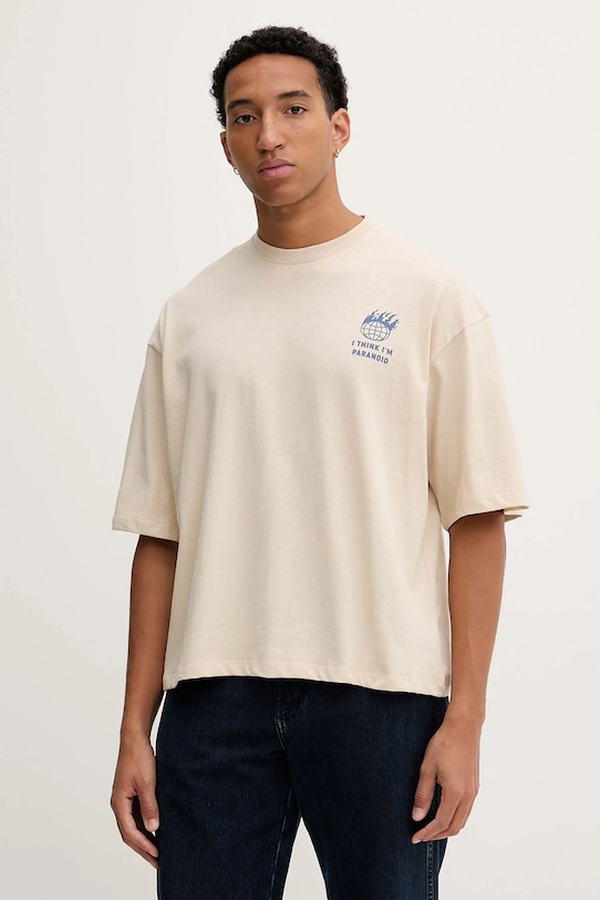 Βαμβακερό μπλουζάκι Kaotiko AR084.01.G002 μπεζ