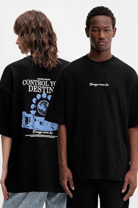 Kaotiko tricou din bumbac imprimeu negru AR092.01.G002