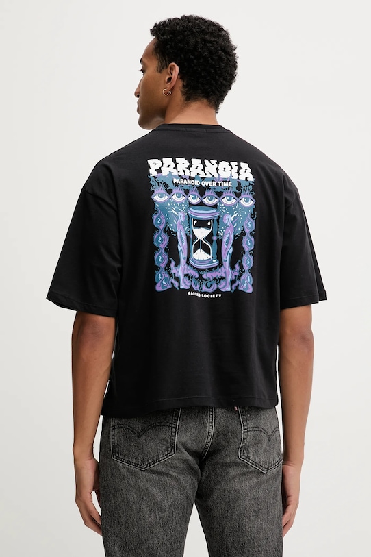 Bavlněné tričko Kaotiko kulatý černá AR018.01.M002