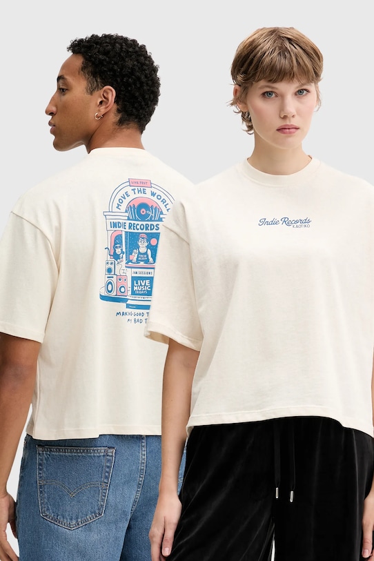 Kaotiko tricou din bumbac print bej AR028.01S.M002