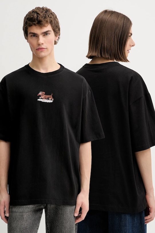 Kaotiko t-shirt bawełniany aplikacja czarny AR052.02.G002