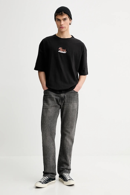 Kaotiko t-shirt bawełniany AR052.02.G002 czarny AW25