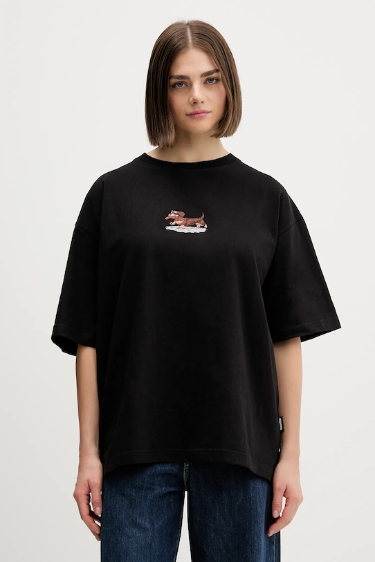 Βαμβακερό μπλουζάκι Kaotiko AR052.02.G002 μαύρο AW25