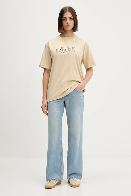 Kaotiko t-shirt bawełniany AR054.01.G002 beżowy AW25