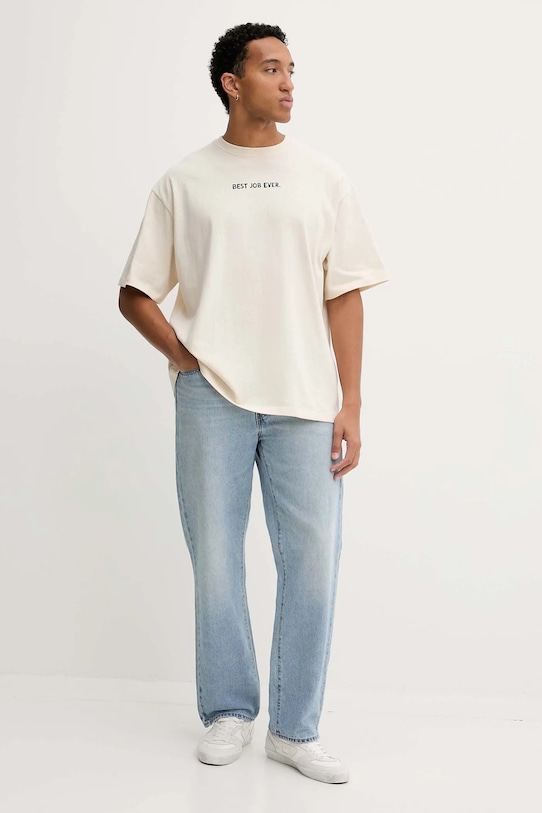 Bavlněné tričko Kaotiko AR055.01S.G002 béžová AW25