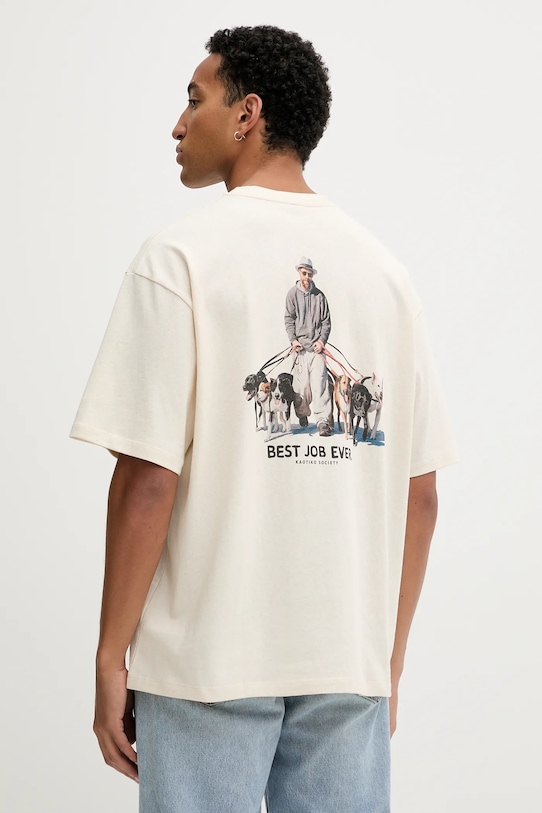 Bavlněné tričko Kaotiko béžová AR055.01S.G002