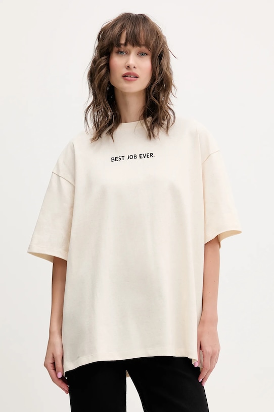 Bavlněné tričko Kaotiko AR055.01S.G002 béžová