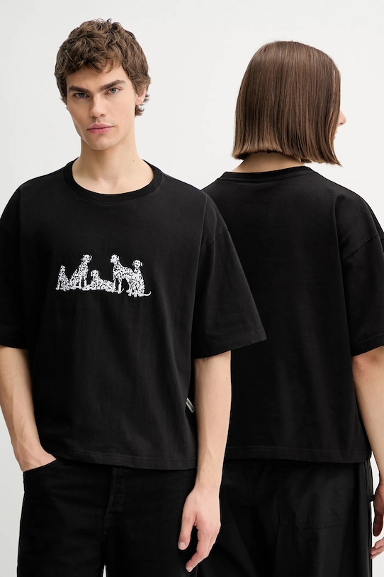 Bavlnené tričko Kaotiko relaxed čierna AR015.01.M002