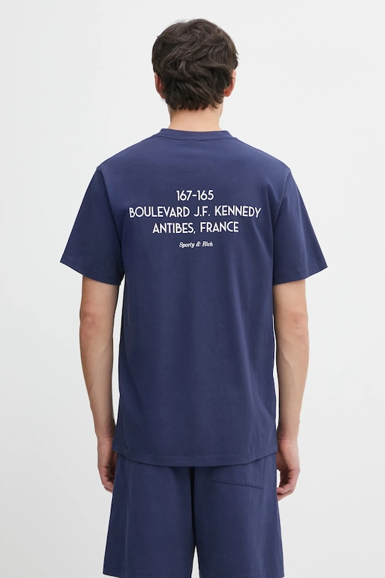 Sporty & Rich t-shirt bawełniany Kennedy Crest TO04360666BL106 granatowy