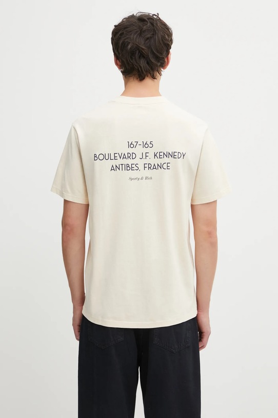 Sporty & Rich t-shirt bawełniany Kennedy Crest TO04360666CR01 beżowy