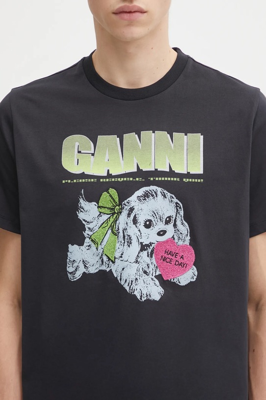 GANNI t-shirt bawełniany Basic Cotton Jersey Neon Puppy T4333