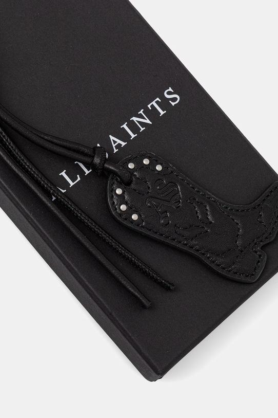 Αξεσουάρ AllSaints μπρελόκ γυναικείο δερμάτινο χωρίς πέτρα COWBOY W466XE μαύρο