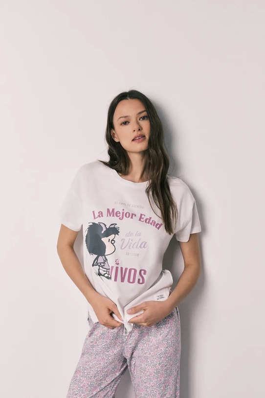 Oblečení women'secret dvoudílné pyžamo dámské bavlněné 3133529 béžová