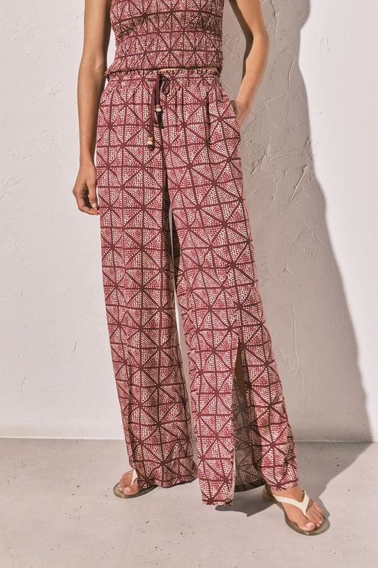 women'secret Pantaloni de pijama de damă din vâscoză burgundia 3703261