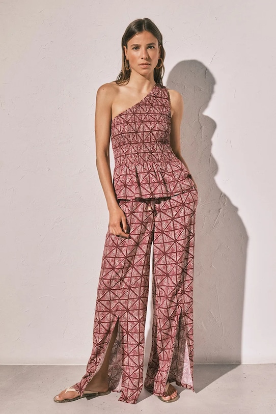 women'secret Pantaloni de pijama de damă din vâscoză 3703261 burgundia AW26