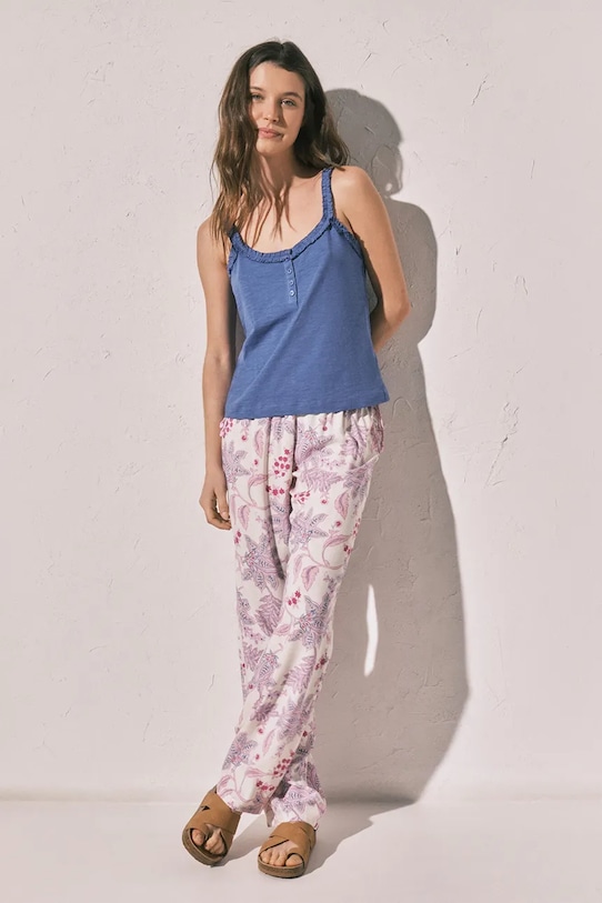 Oblečení women'secret pyžamový top dámský bavlněný 3273298 modrá