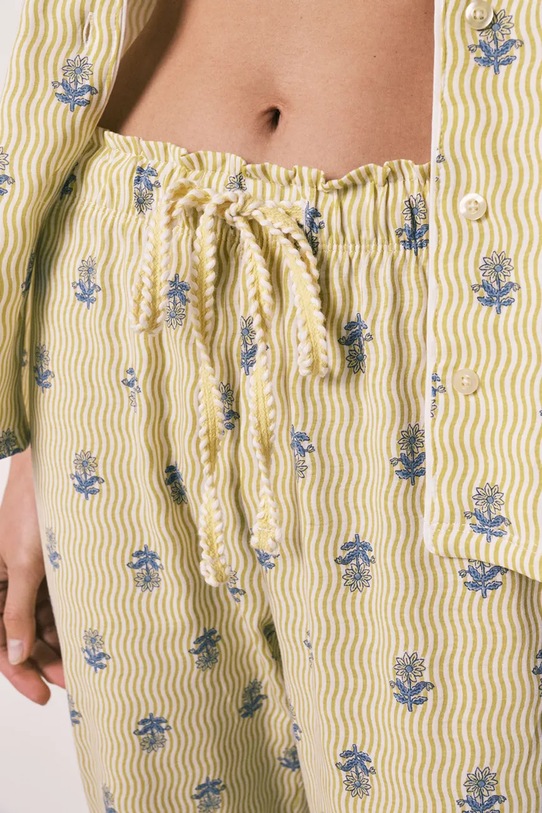 women'secret kétrészes pizsama női pamut 3593075 sárga