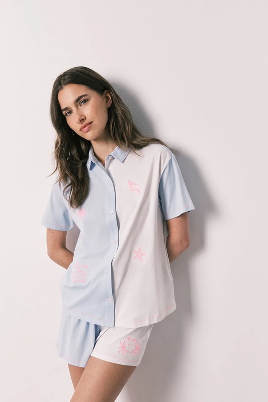 women'secret pijama din două piese pentru femei. din bumbac albastru 3593065