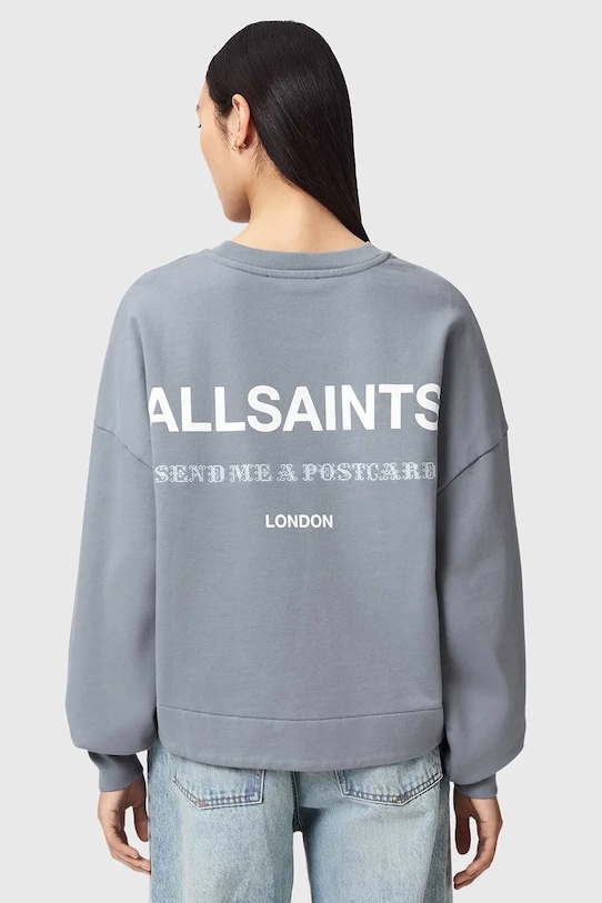 AllSaints bluza oversize damska bawełniana DREAMER W188JE niebieski AW26