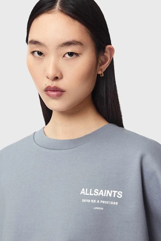 AllSaints bluza oversize damska bawełniana DREAMER W188JE niebieski