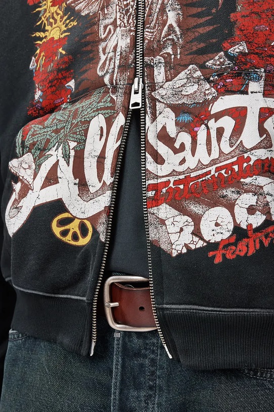 AllSaints bluza z kapturem męska bawełniana ROQUE M027NE