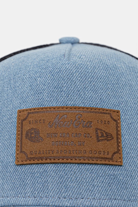 New Era czapka z daszkiem trucker DENIM LEATHER PATCH TRUCKER 60856334 niebieski AW26