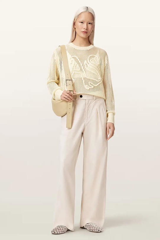 Odzież AllSaints sweter damski z wiskozą RAELYN W047KE beżowy