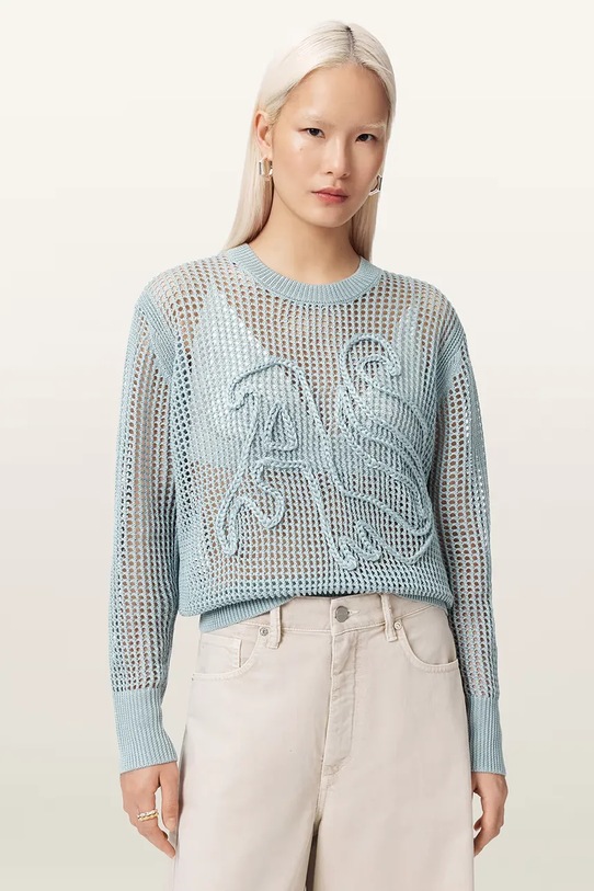 AllSaints sweter damski z wiskozą RAELYN niebieski W047KE