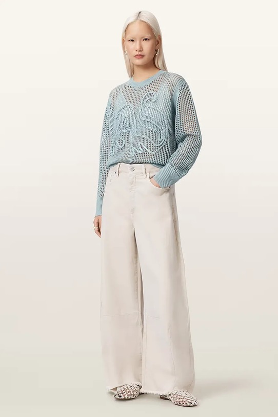 Odzież AllSaints sweter damski z wiskozą RAELYN W047KE niebieski