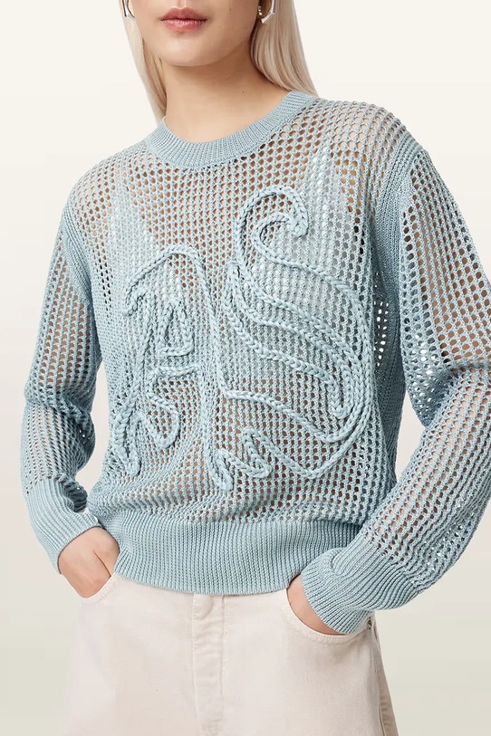 AllSaints sweter damski z wiskozą RAELYN niebieski W047KE