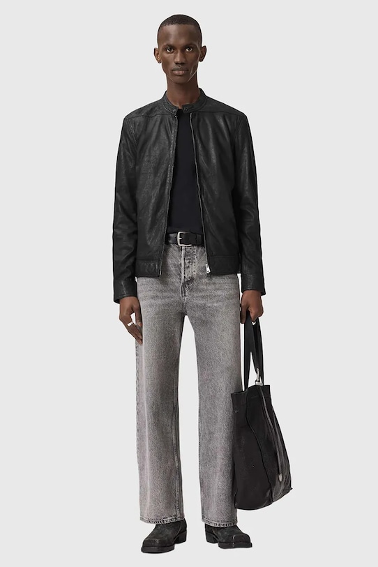 Îmbrăcăminte AllSaints jachetă pentru bărbați, din piele COLT M084LB negru