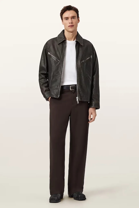 Odzież AllSaints kurtka męska skórzana STARDAY M026LE szary