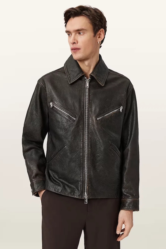 AllSaints kurtka męska skórzana STARDAY szary M026LE