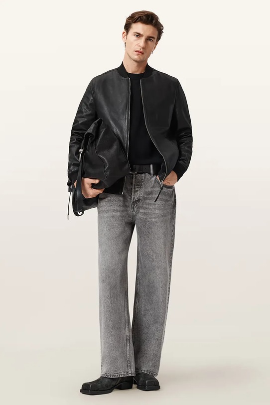 Odzież AllSaints bomberka męska skórzana MORTEN M011LF czarny