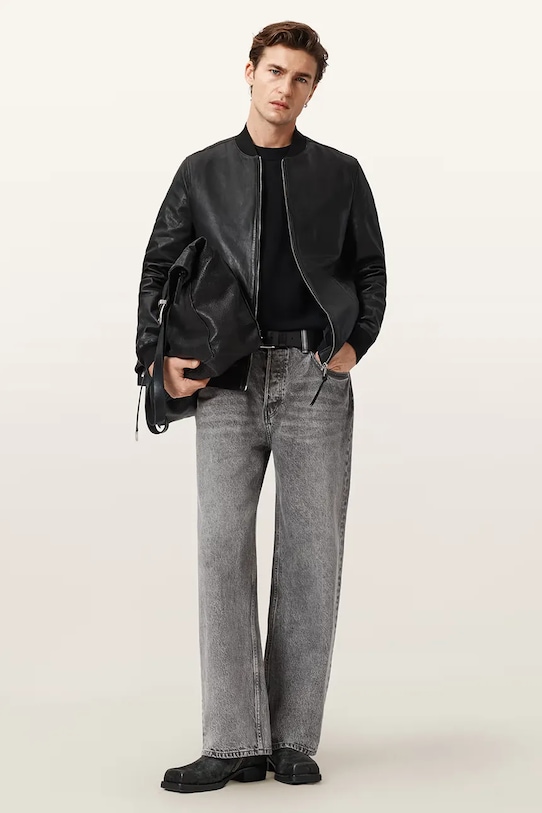 Odzież AllSaints bomberka męska skórzana MORTEN M011LF czarny