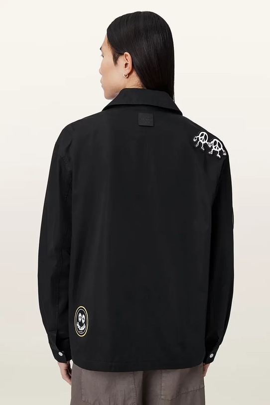 AllSaints košeľová bunda pánska s bavlnou SOUNDMAN M031OE čierna AW26