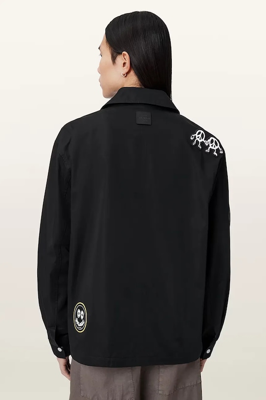 AllSaints πουκάμισο ανδρικό με βαμβάκι SOUNDMAN M031OE μαύρο AW26