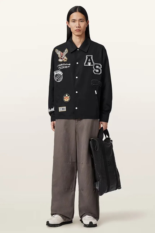 Oblečenie AllSaints košeľová bunda pánska s bavlnou SOUNDMAN M031OE čierna