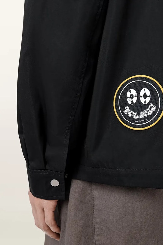 AllSaints košeľová bunda pánska s bavlnou SOUNDMAN M031OE čierna