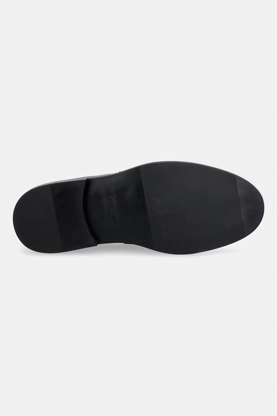 Calvin Klein mocasini bărbați din piele ESS RUBBER LOAFER HW PLAQ VA LTH HM0HM02177.GYU maro