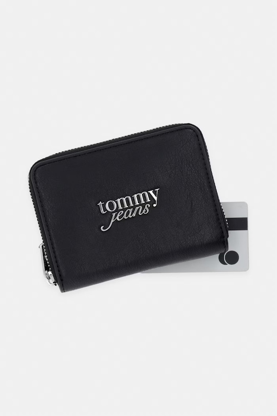 Tommy Jeans portofel pentru femei, cu imitație de piele negru AW0AW18794